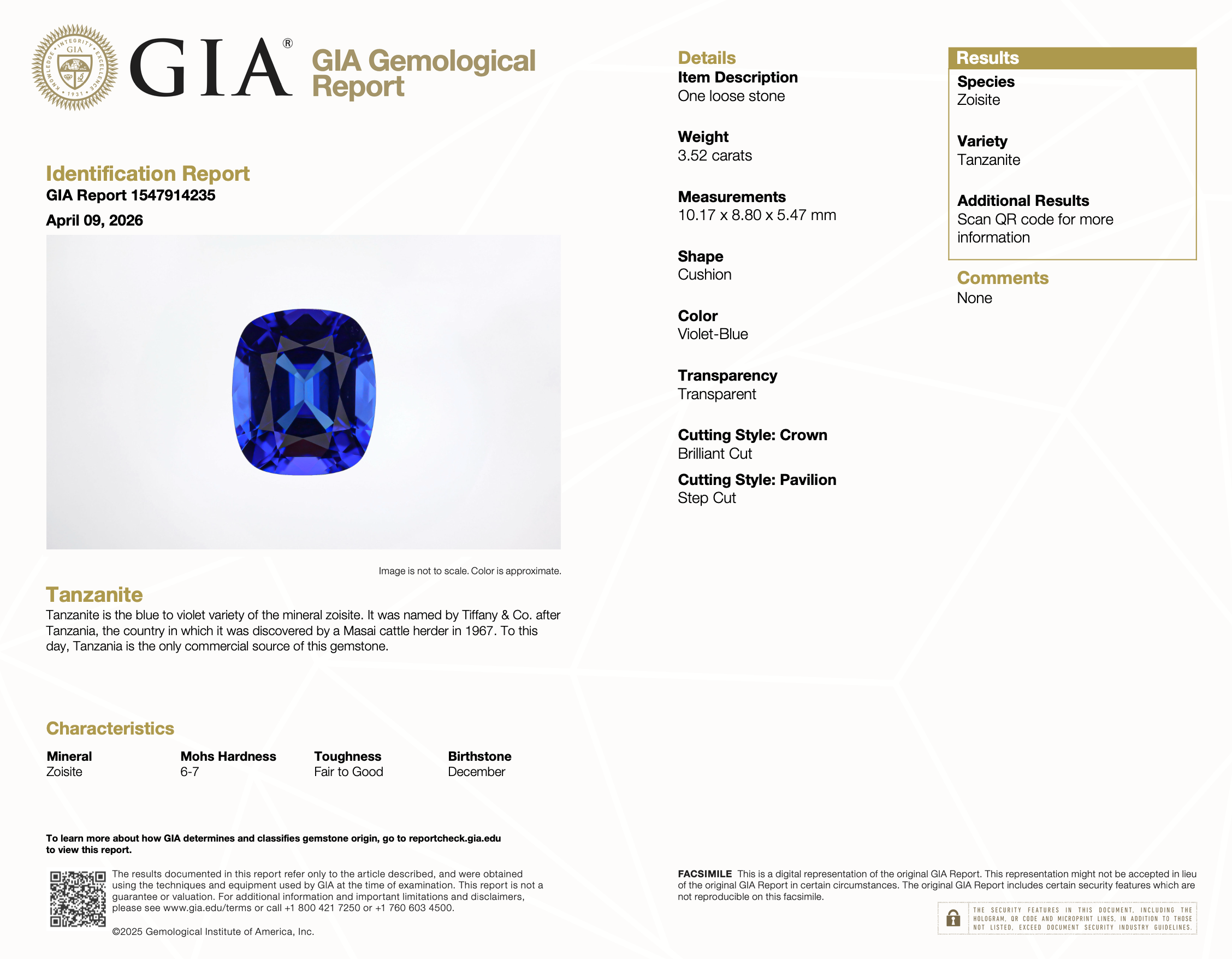 GIA Certified Tanzanite Gemstones
