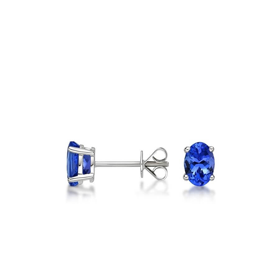 2.00 Ct Tanzanite Stud Earrings in White Gold