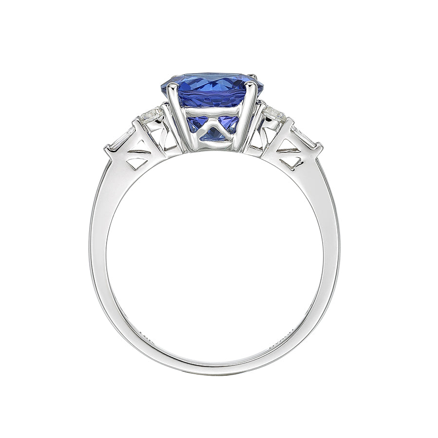 Tiffany Style Tanzanite & Diamond Ring