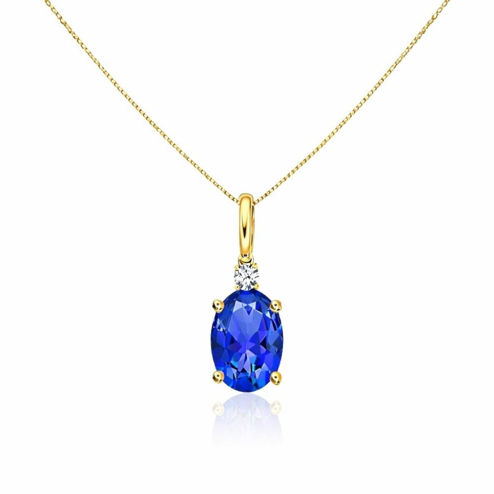 3.20 Ct Deep Blue Oval Tanzanite Necklace