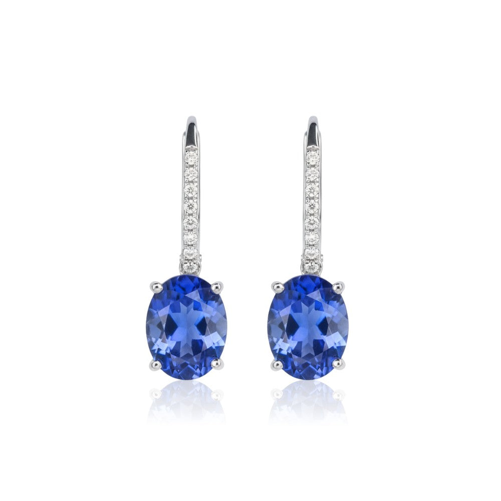 3.85 Ct Oval Tanzanite Drop Earrings With Hooks - Made To Order