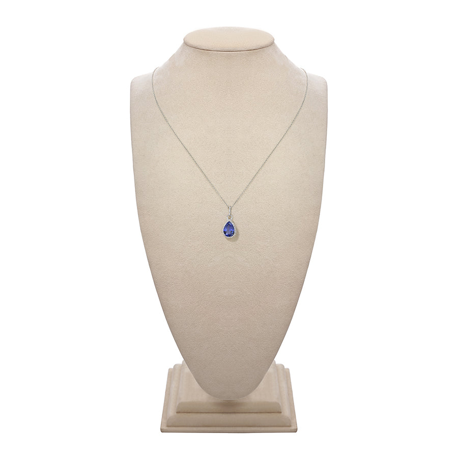 Exceptional 3.40 Ct Pear-Shaped Tanzanite & Diamond Pendant