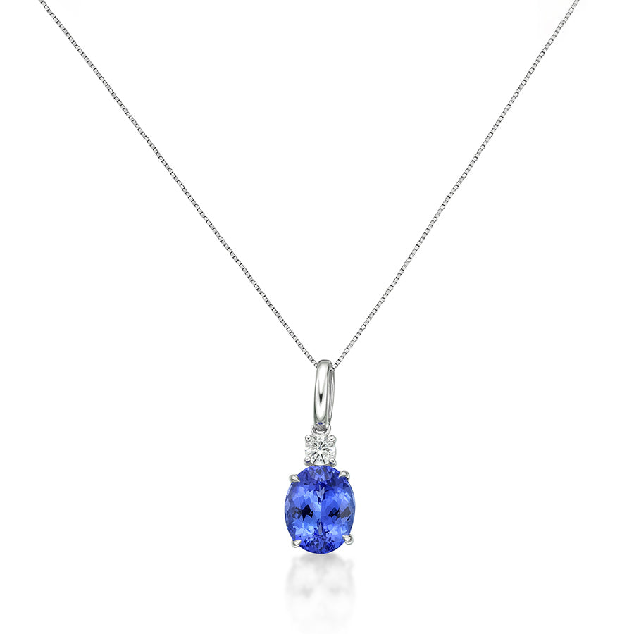 Classic 1.60 Ct Oval Tanzanite & Diamond Pendant