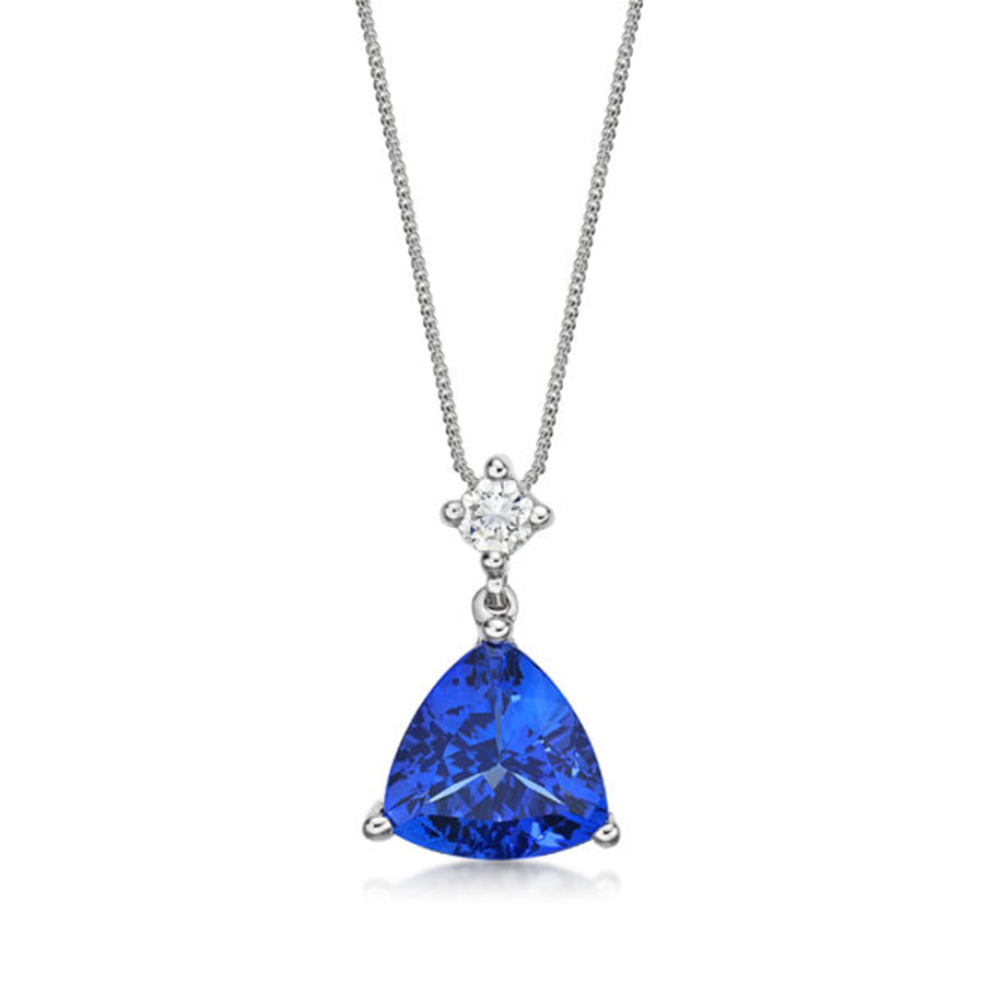 1.94 Ct Deep Blue Trillion Cut Tanzanite Pendant