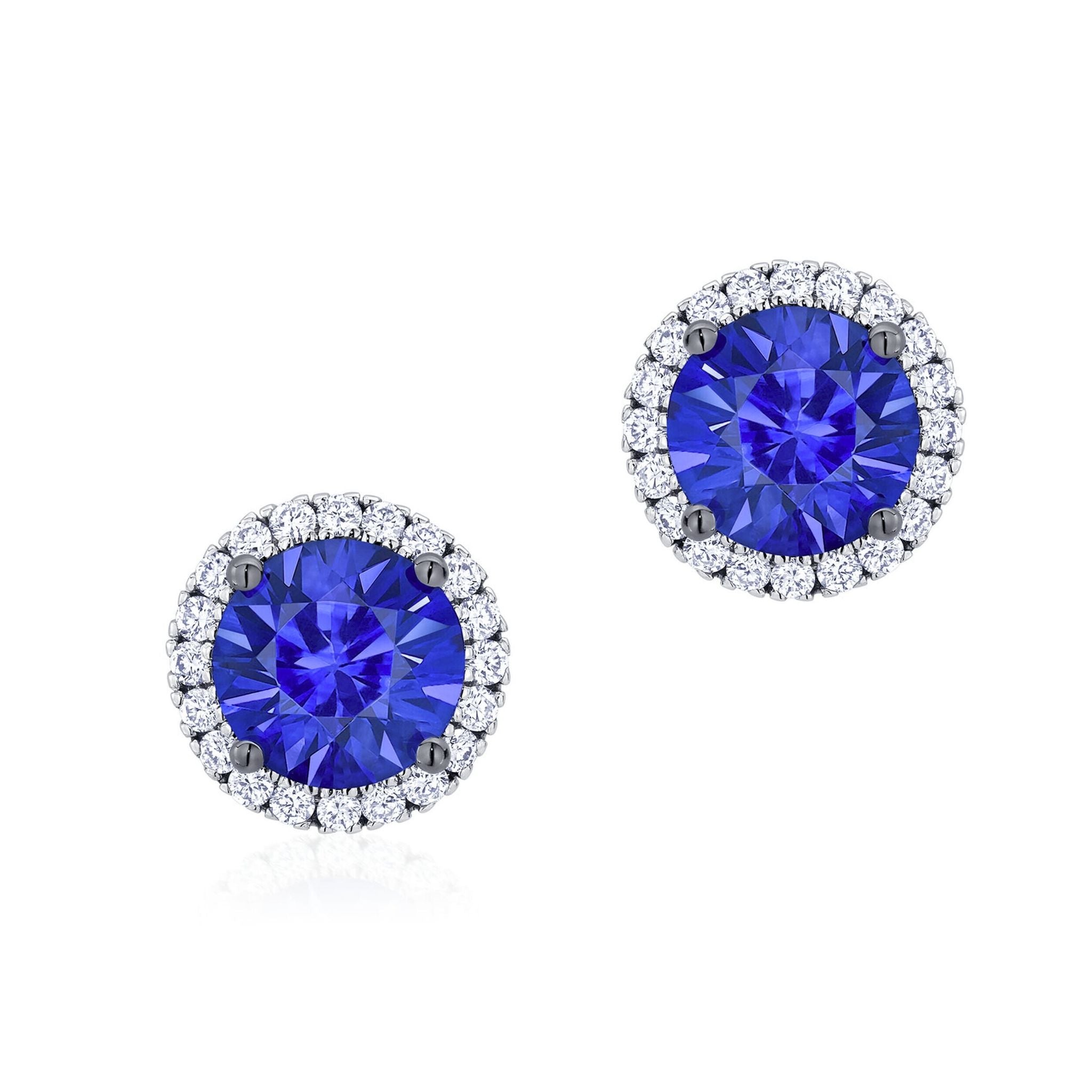 2.63 Ct Tanzanite & Diamond Stud Earrings