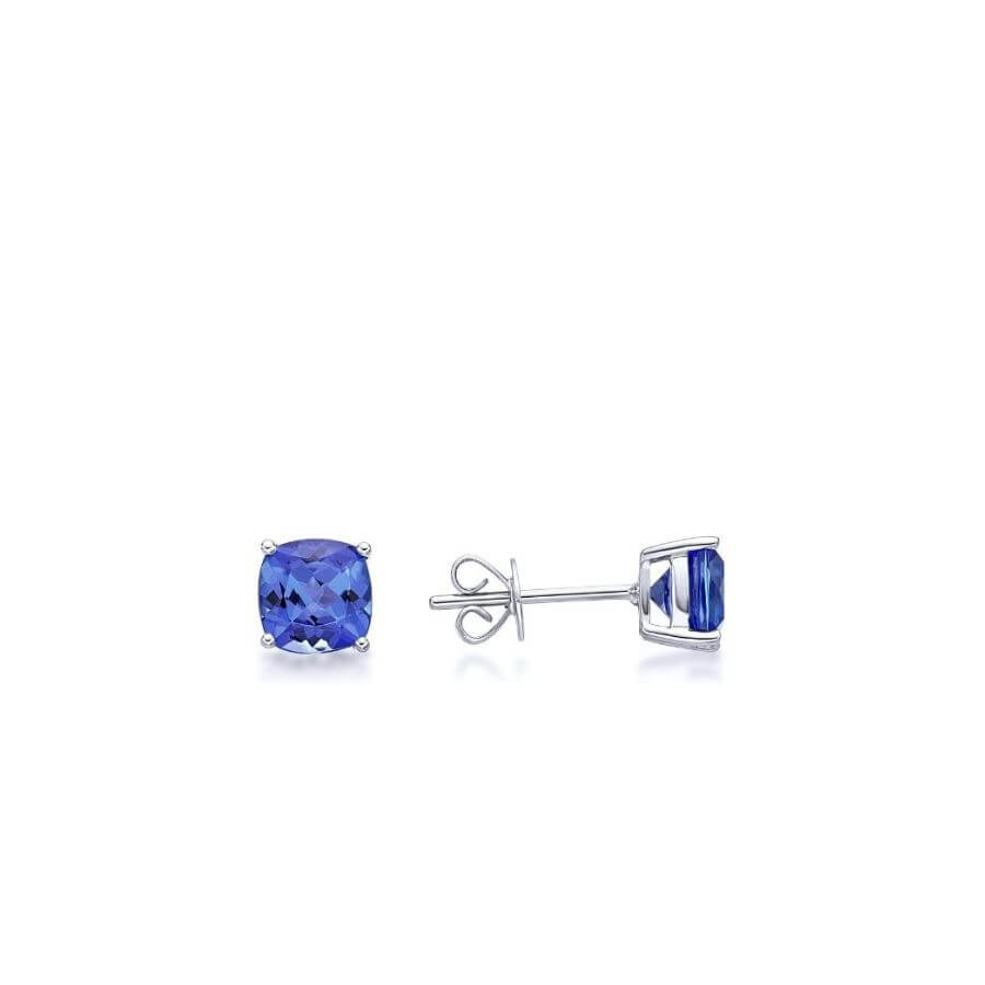 Cushion Cut Tanzanite Stud Earrings - MADE TO ORDER