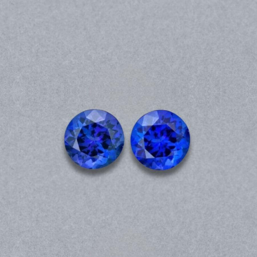 Exceptional 10 mm Matching Round Tanzanite Pair – Rare & Top Color