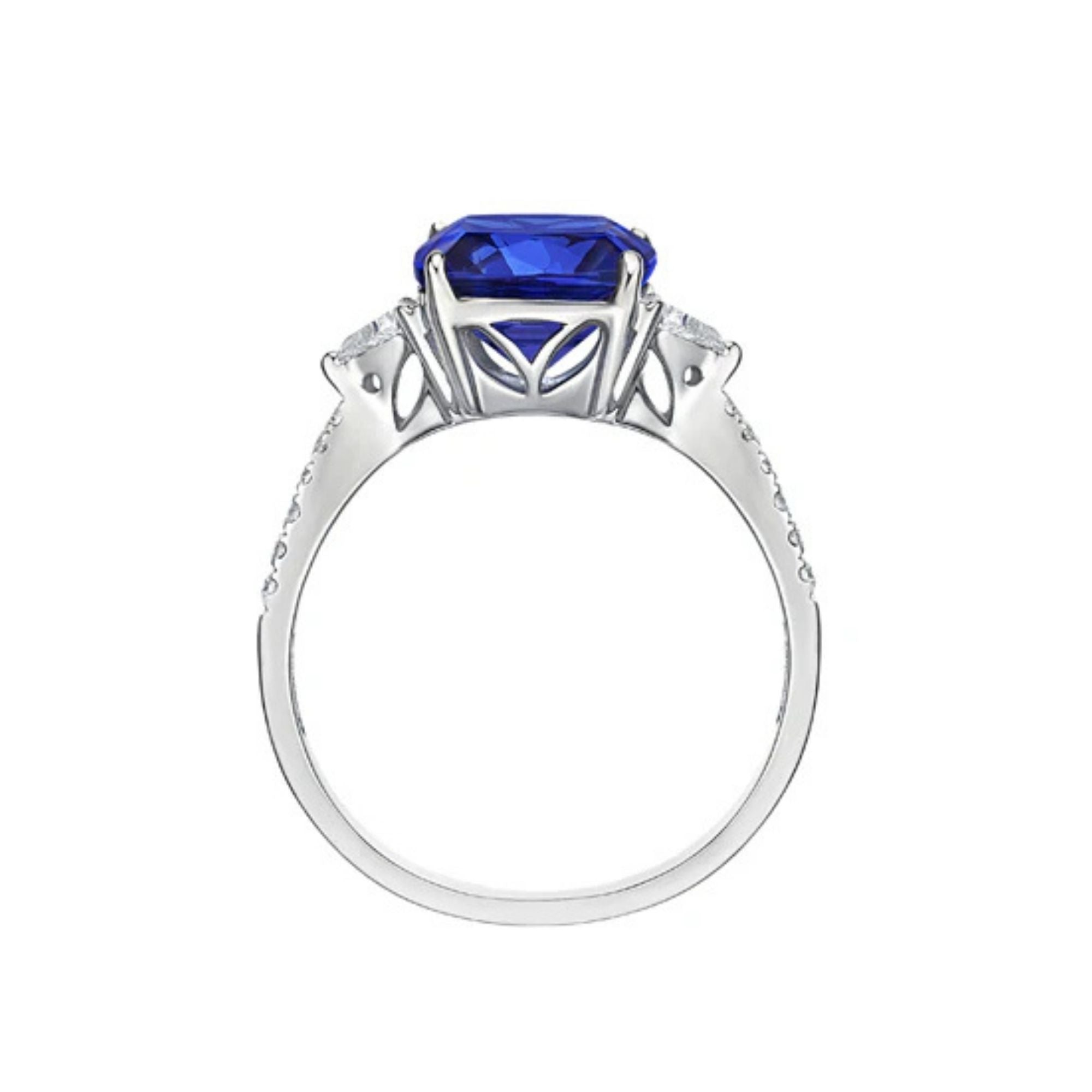 "Linda" Premier 4.50 Ct Cushion Cut Tanzanite & Diamond Ring