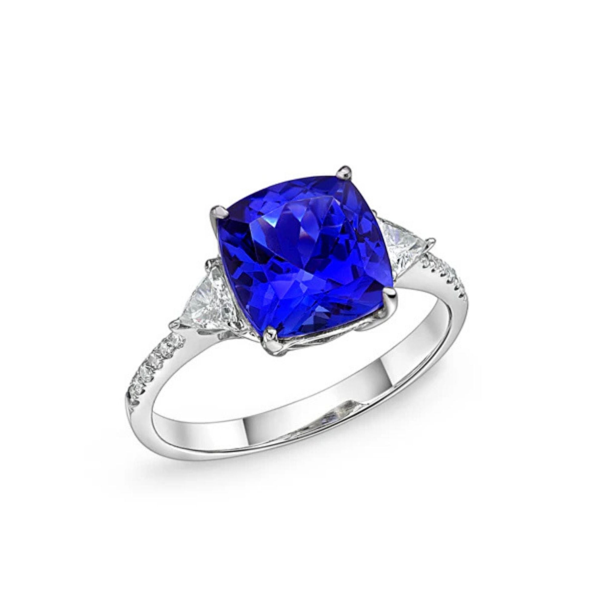"Linda" Premier 4.50 Ct Cushion Cut Tanzanite & Diamond Ring