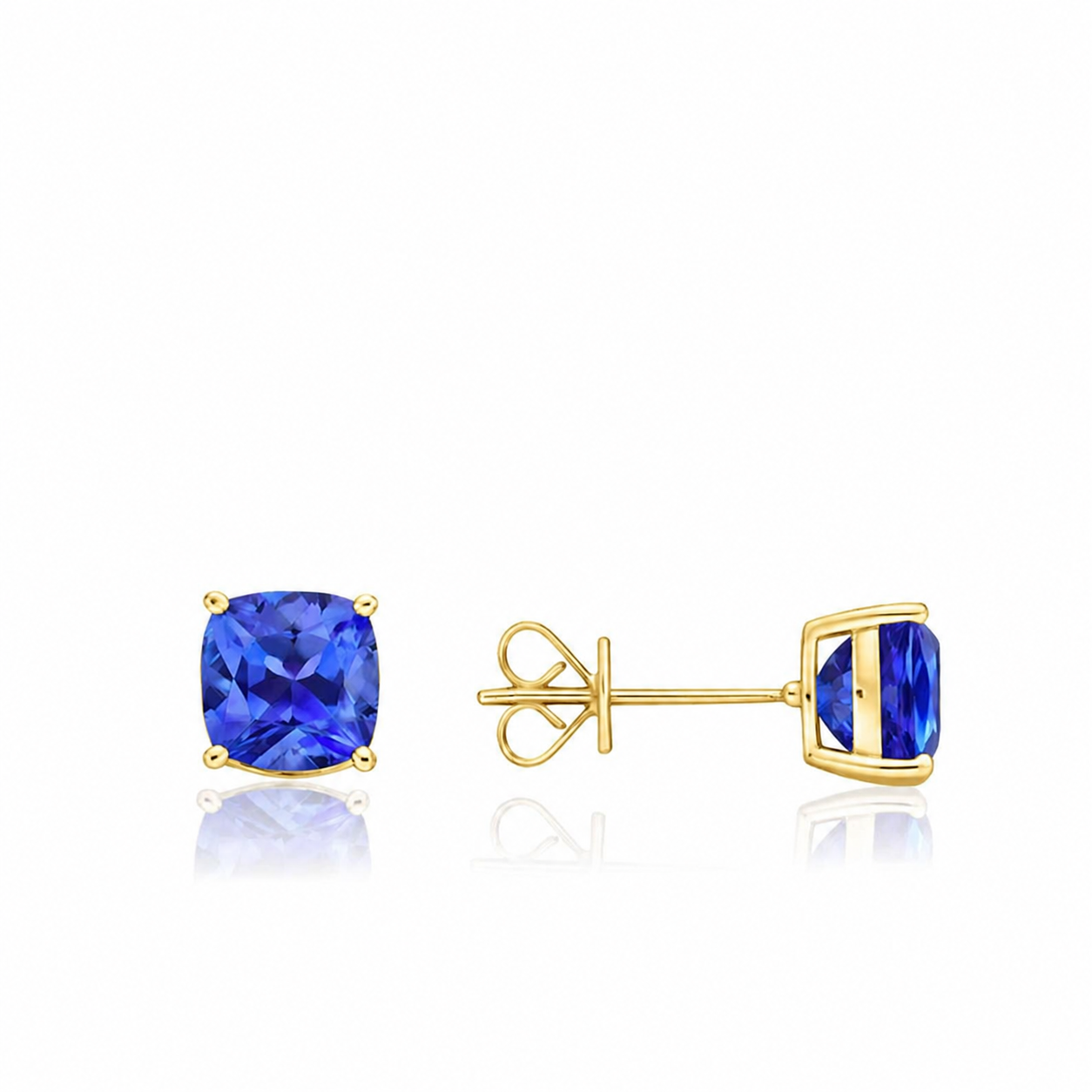 cushion cut tanzanite stud earrings AAA+ grade
