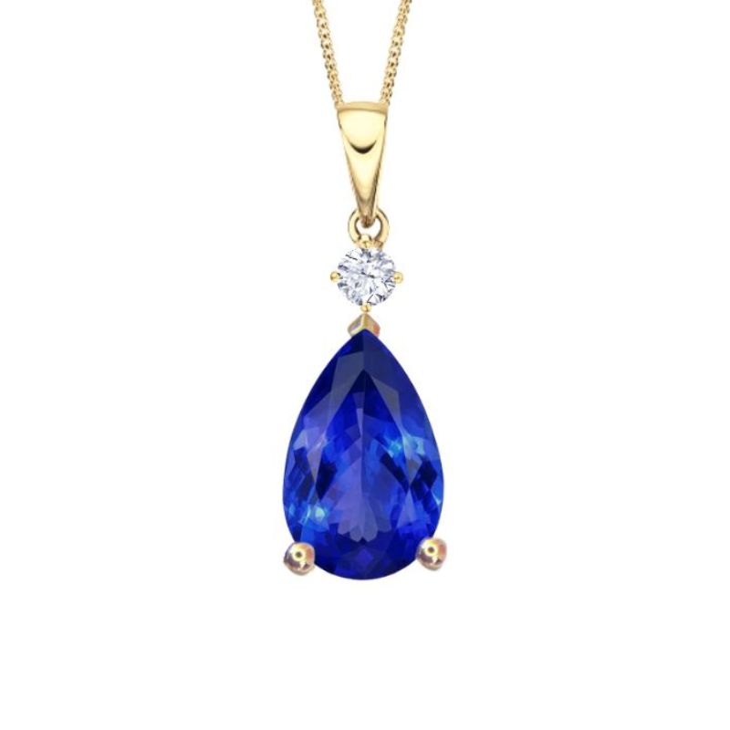 Classic Pear-Shaped Tanzanite & Diamond Necklace