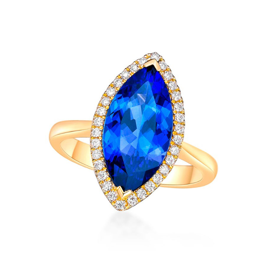 4.00 Ct Marquise Cut Tanzanite Ring in Yellow Gold