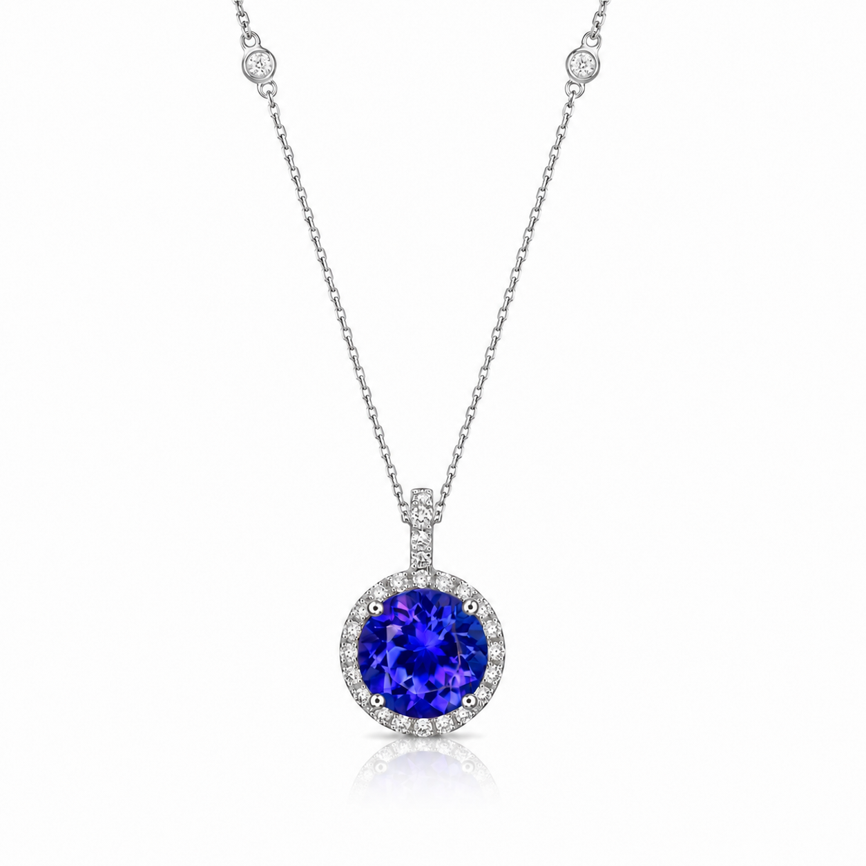 Round Tanzanite Pendant with Diamonds