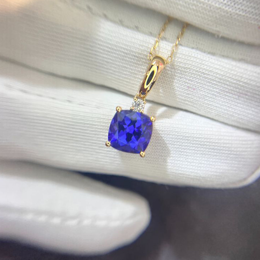 2.13 Ct Cushion Cut Tanzanite Pendant