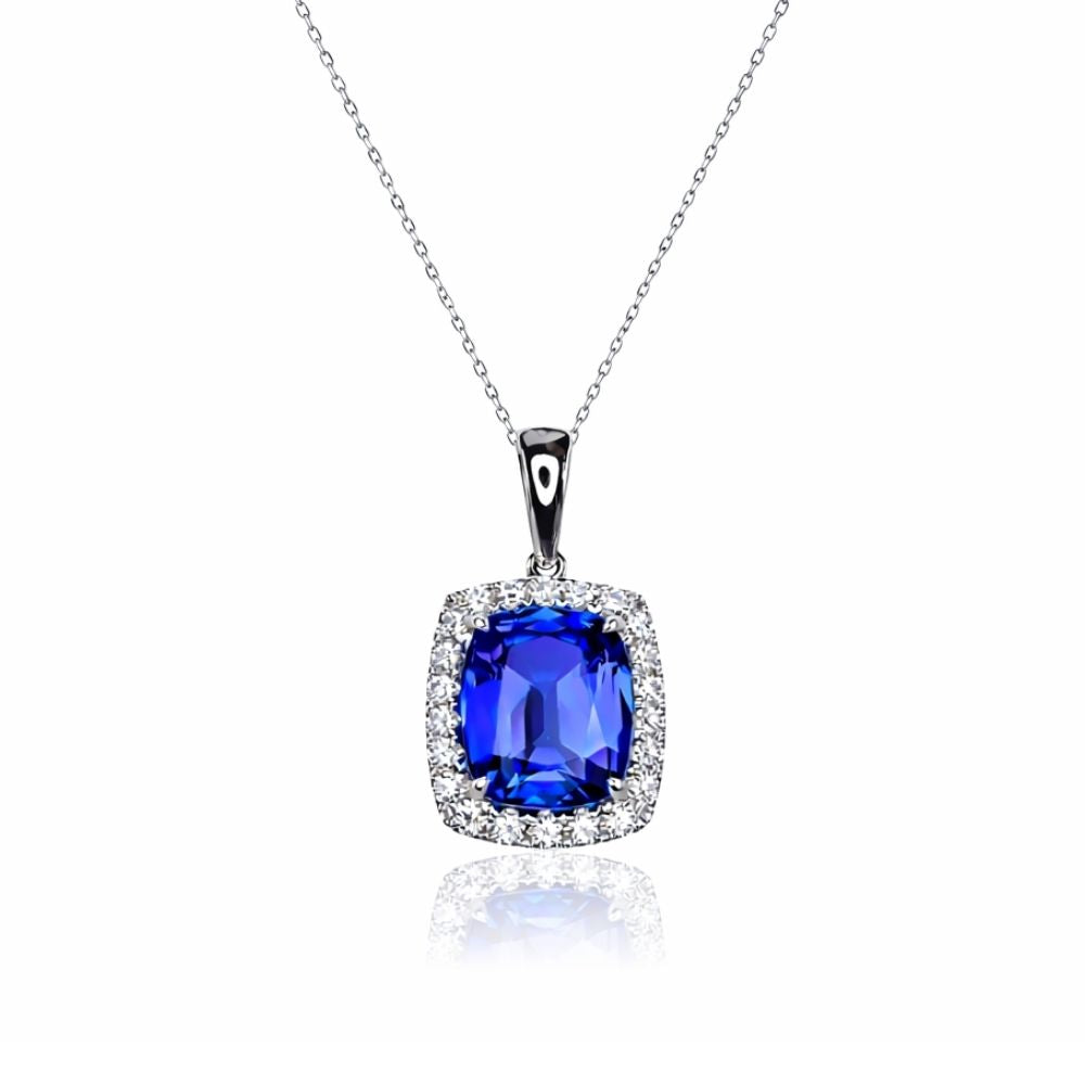 Antique Cushion Cut Tanzanite Pendant with Diamonds.