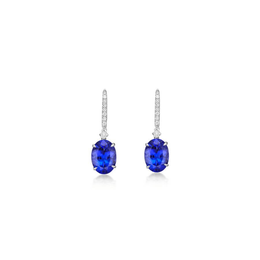 7.00 Ct Tanzanite & Diamond Drop Earrings - Made To Order
