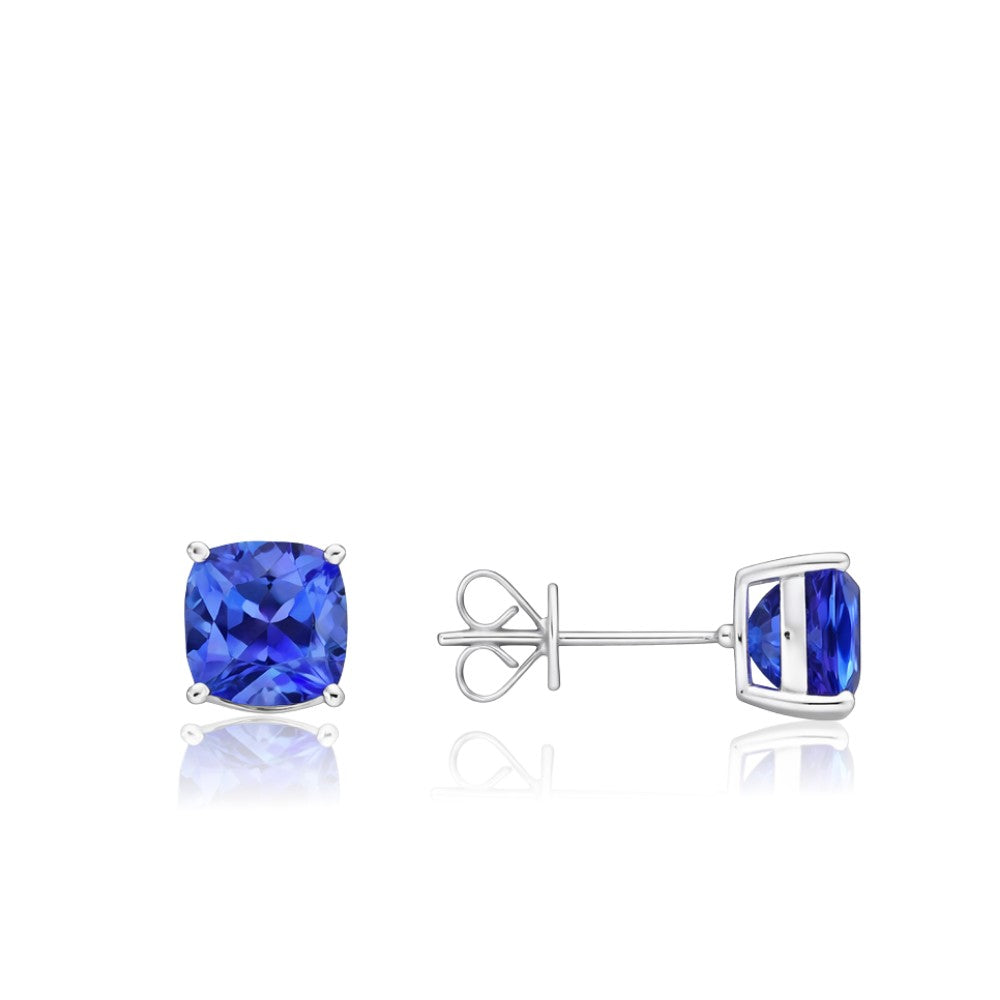 Cushion Cut Tanzanite Stud Earrings - MADE TO ORDER