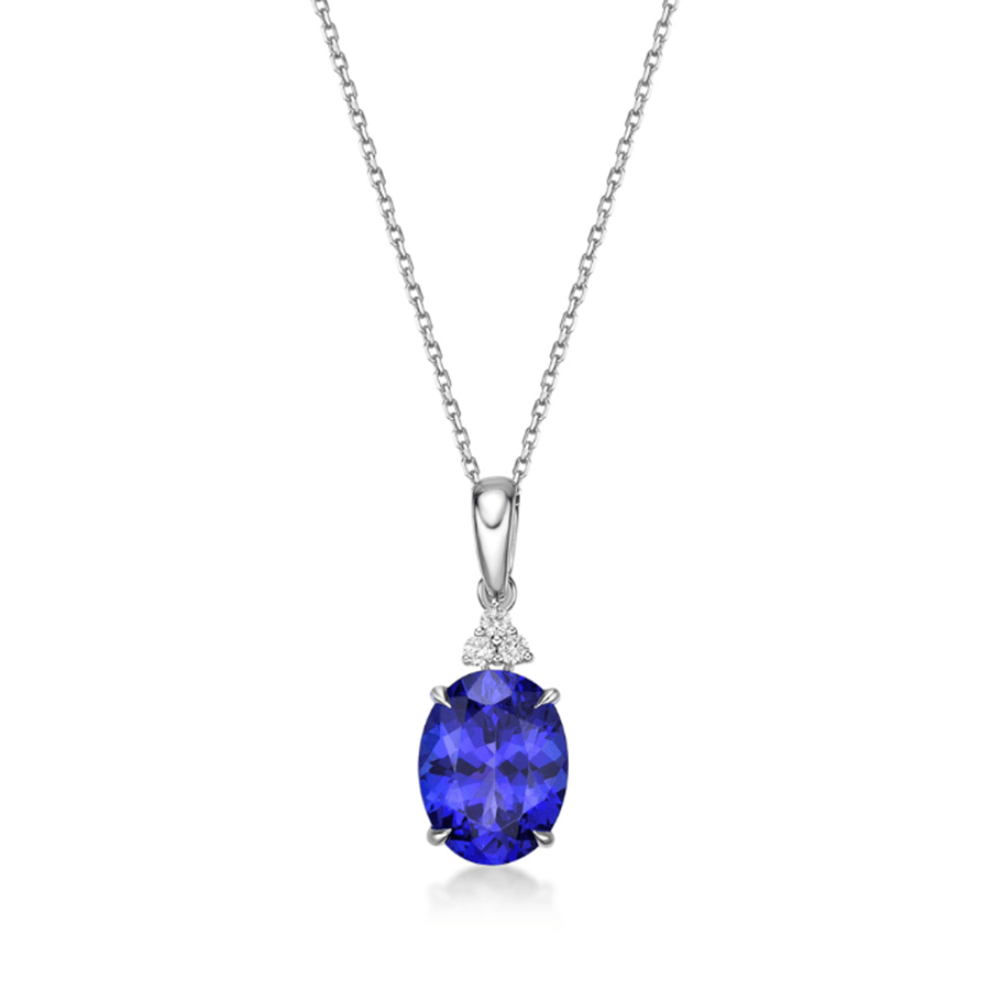 4.49 Ct Oval Tanzanite & Diamond Pendant