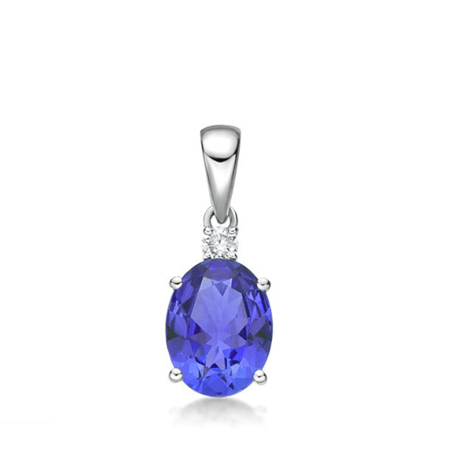 Classic 1.60 Ct Oval Tanzanite & Diamond Pendant