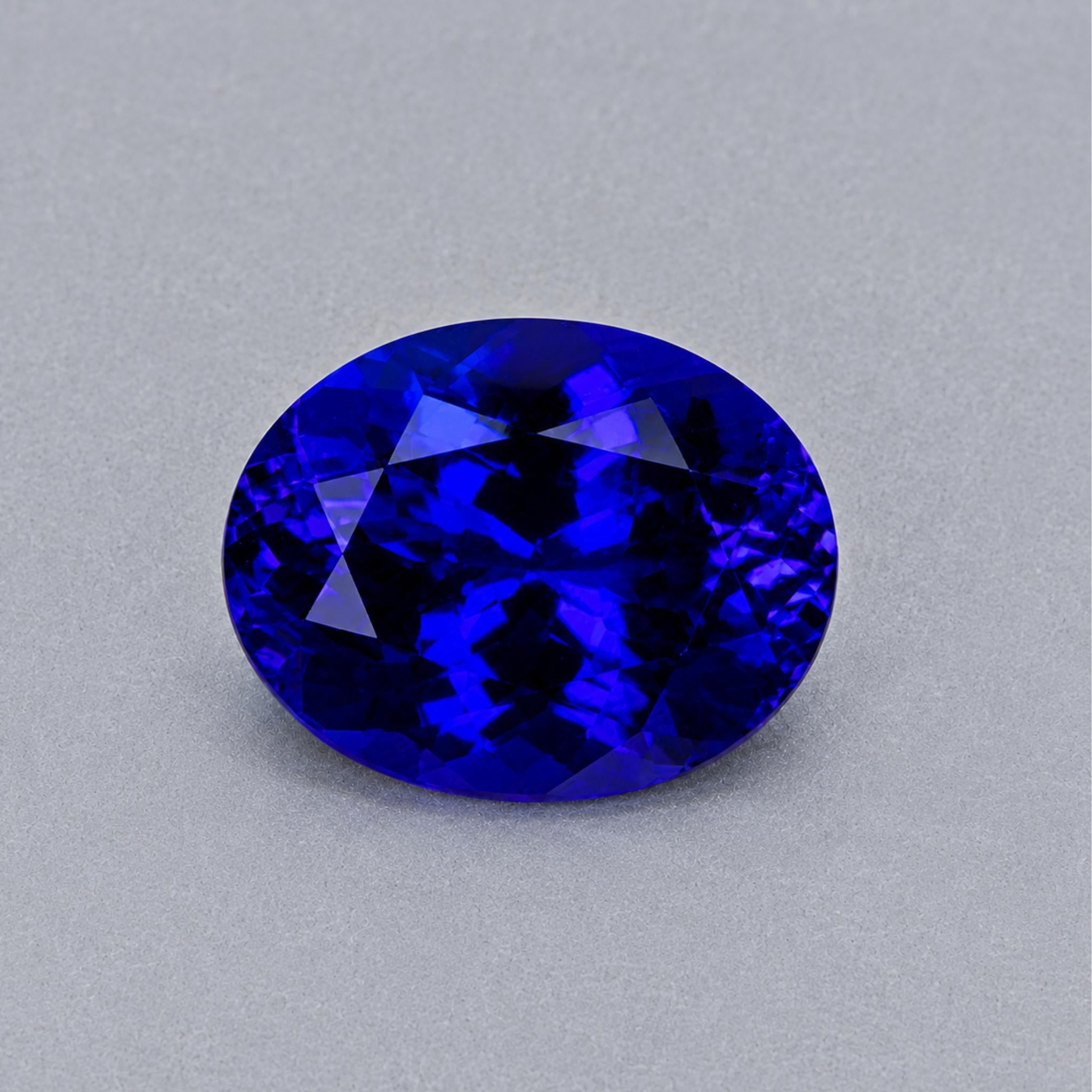 Emerald-cut tanzanite gemstone with vivid royal blue colour