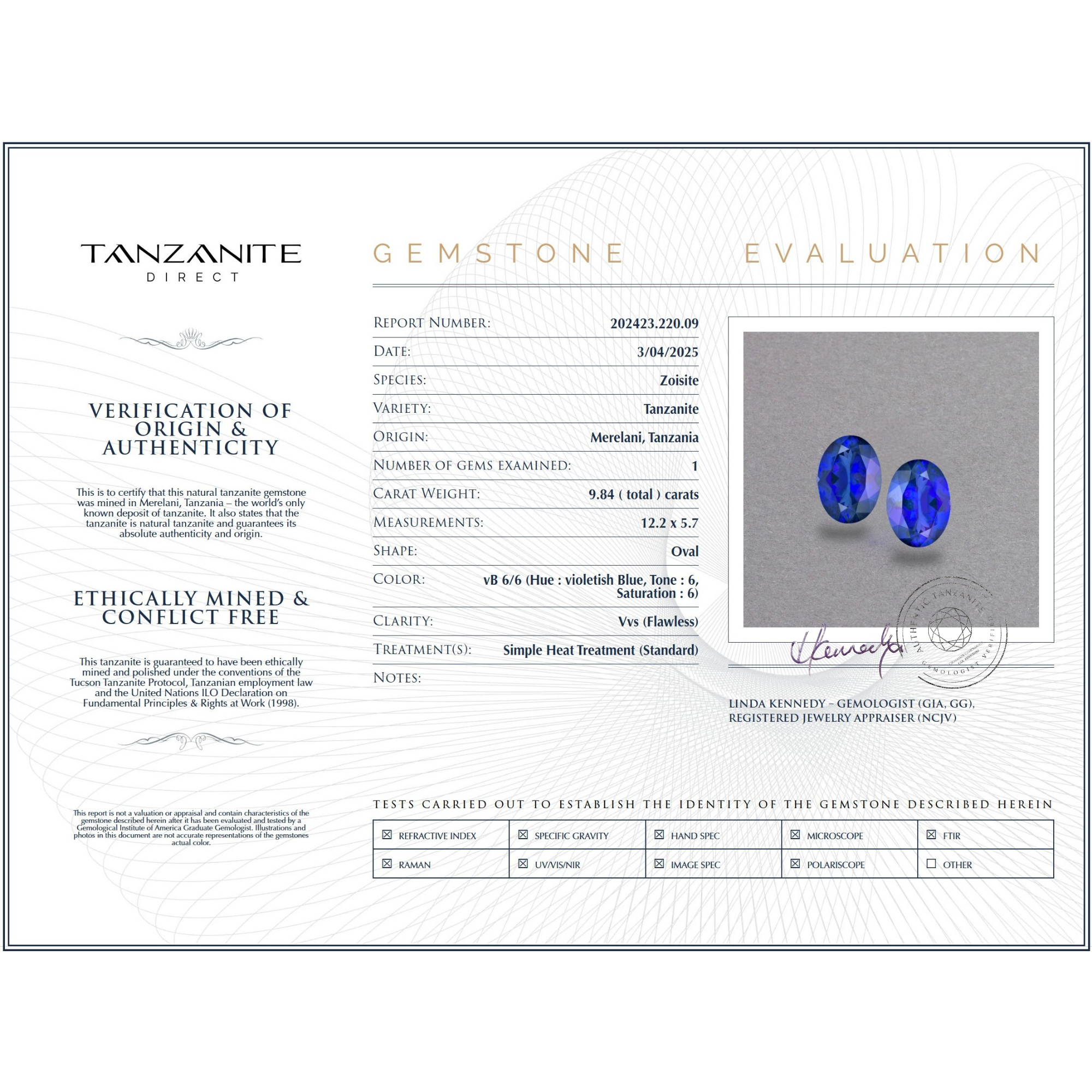 Exceptional Pair of Oval Tanzanites – Near 10 Carats Total