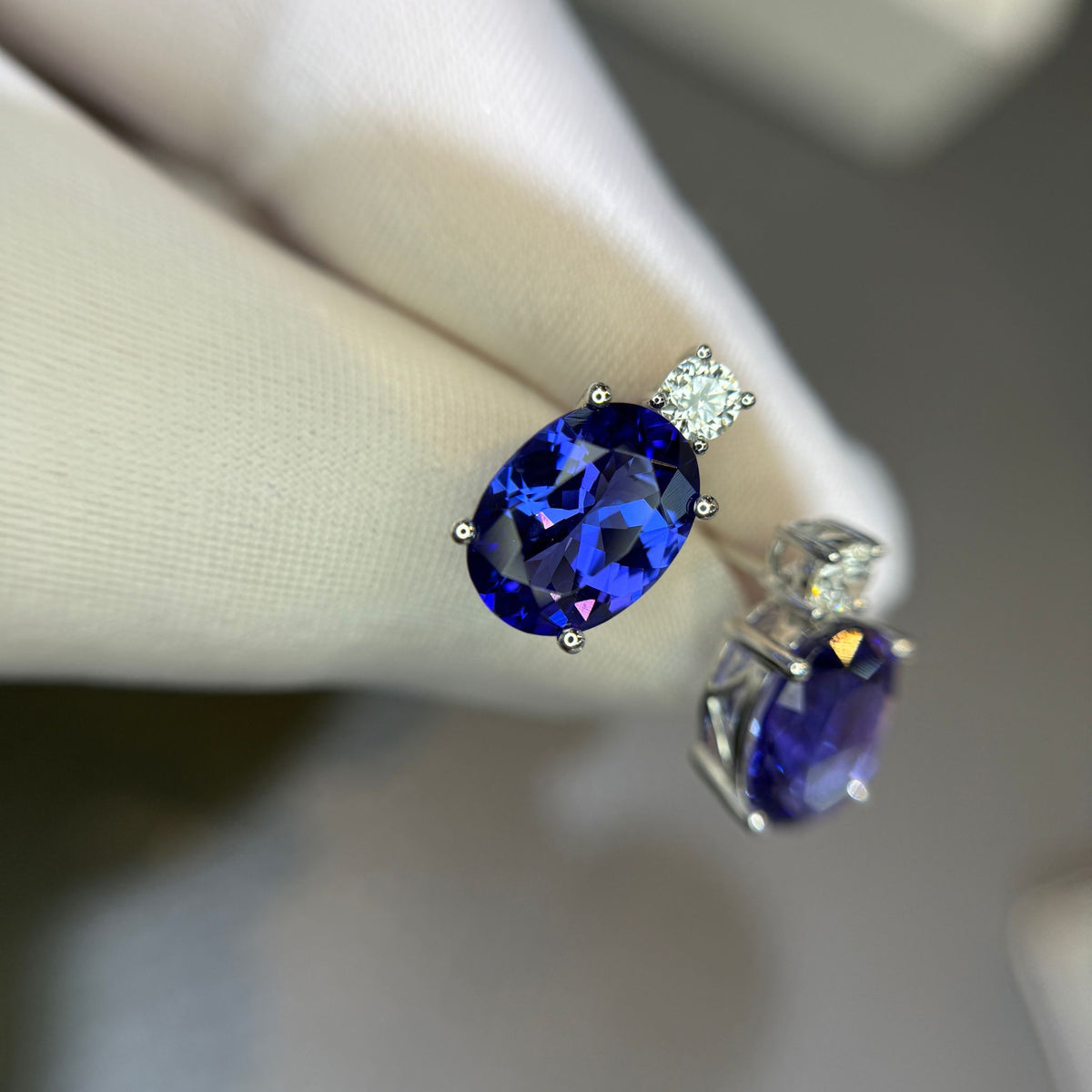 Investment Grade Tanzanite Stud Earrings