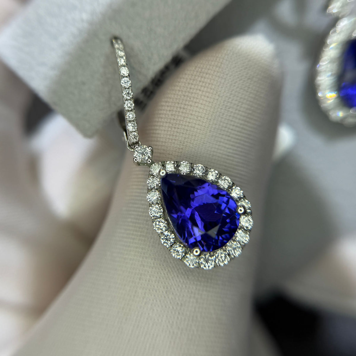 Stunning Pear Shaped Tanzanite Drop Earrings