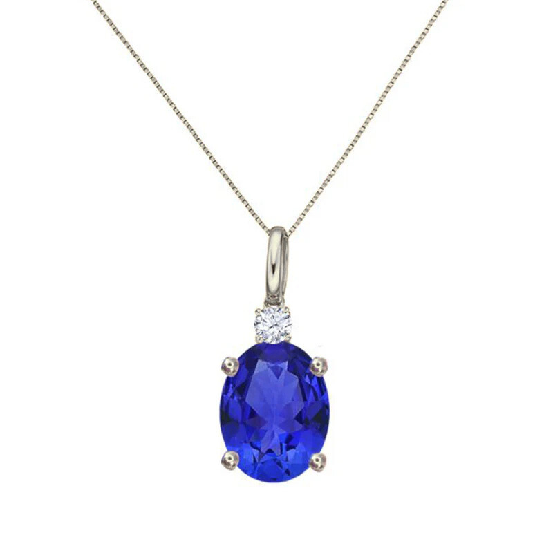 3.20 Ct Deep Blue Oval Tanzanite Necklace
