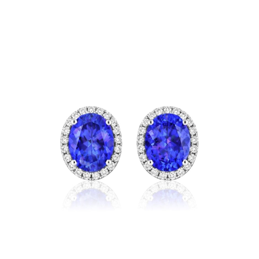 2.46 Ct Tanzanite & Diamond Earrings