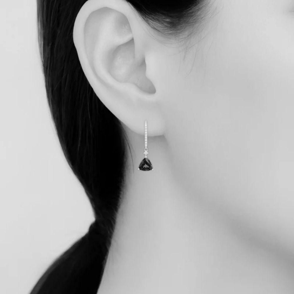 Tanzanite Trillion Cut  & Diamond Earrings