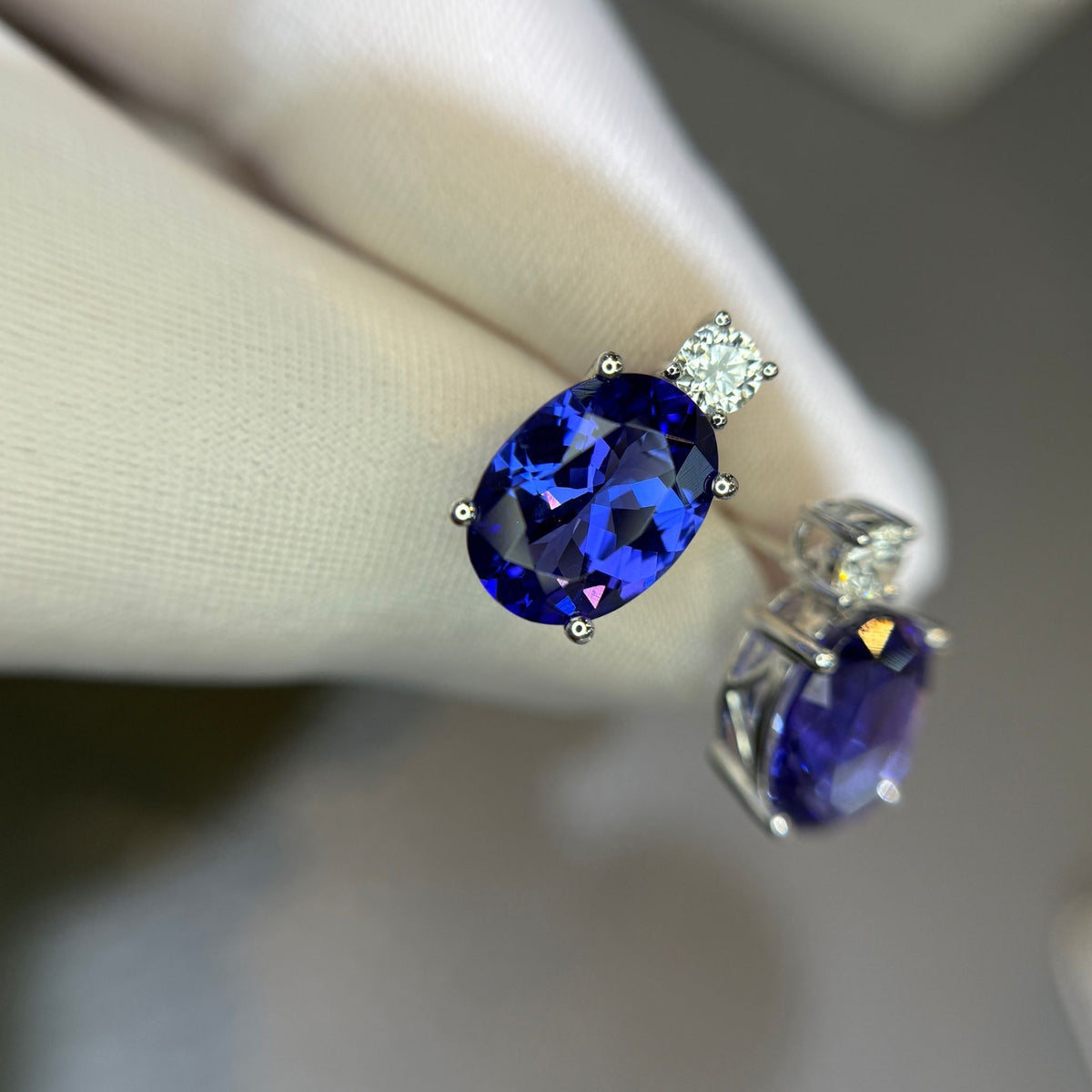 Investment Grade Tanzanite Stud Earrings