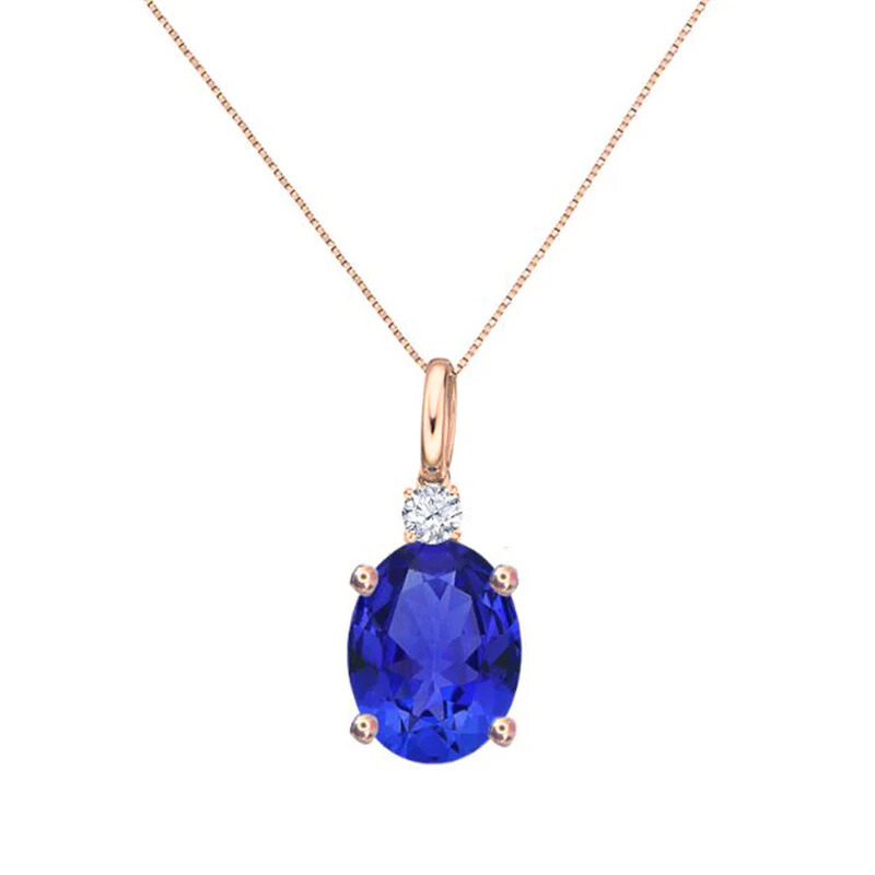 3.20 Ct Deep Blue Oval Tanzanite Necklace