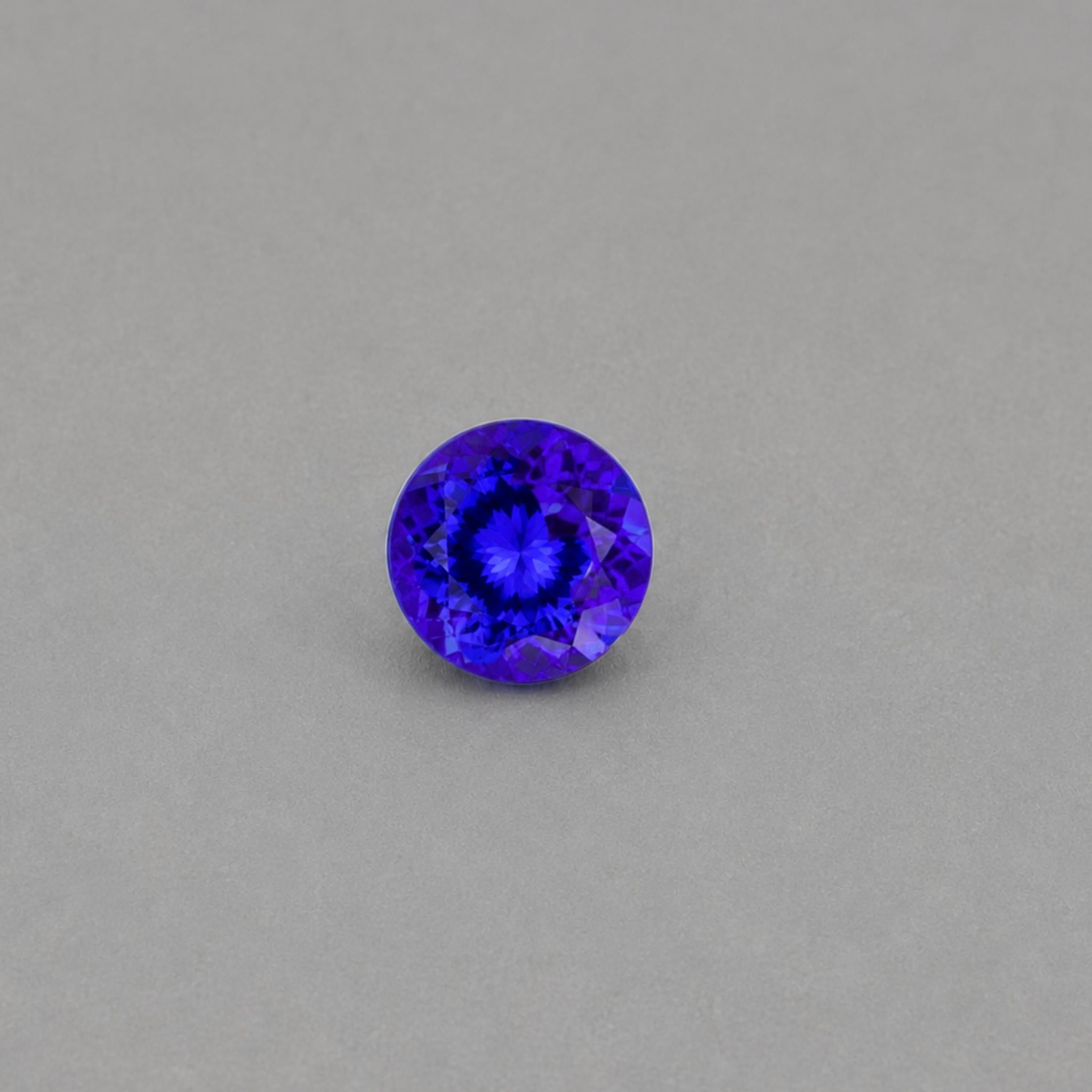 Emerald-cut tanzanite gemstone with vivid royal blue colour