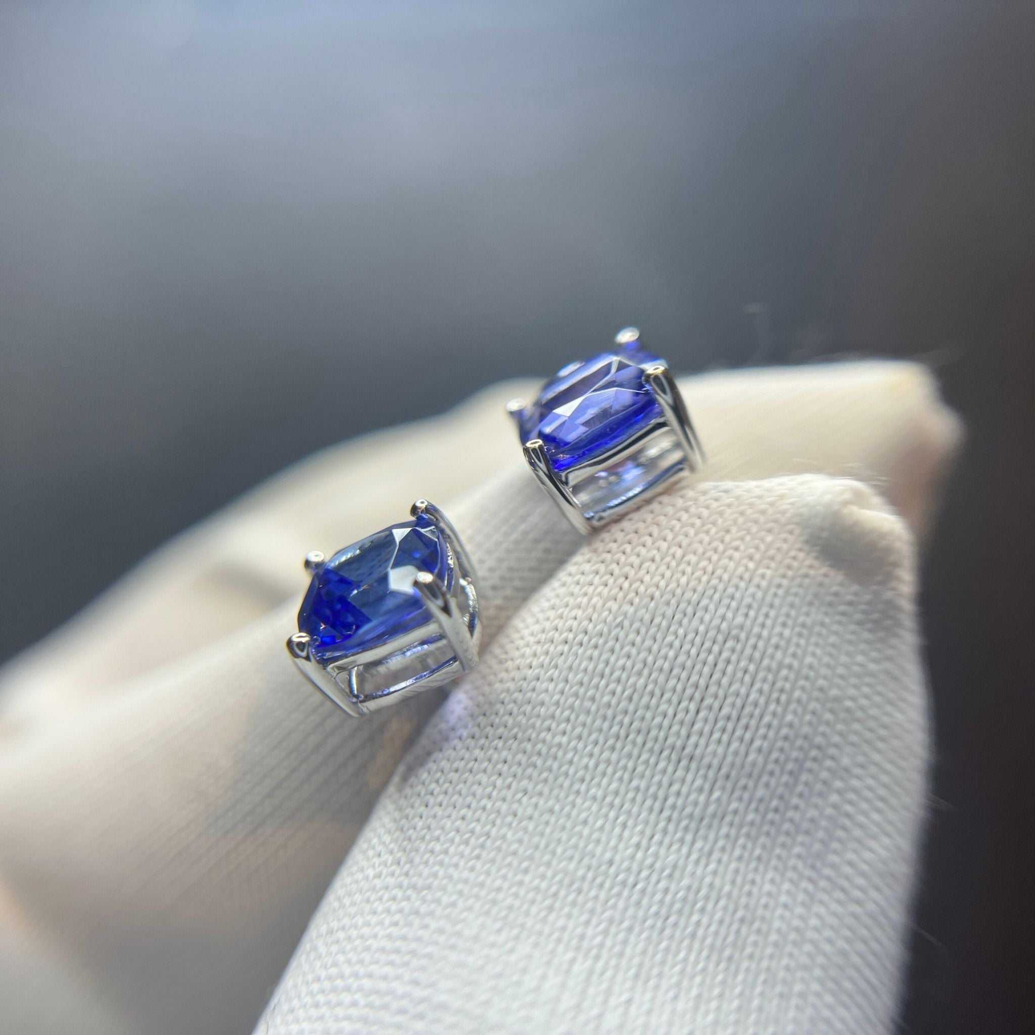 Cushion Cut Tanzanite Stud Earrings - MADE TO ORDER