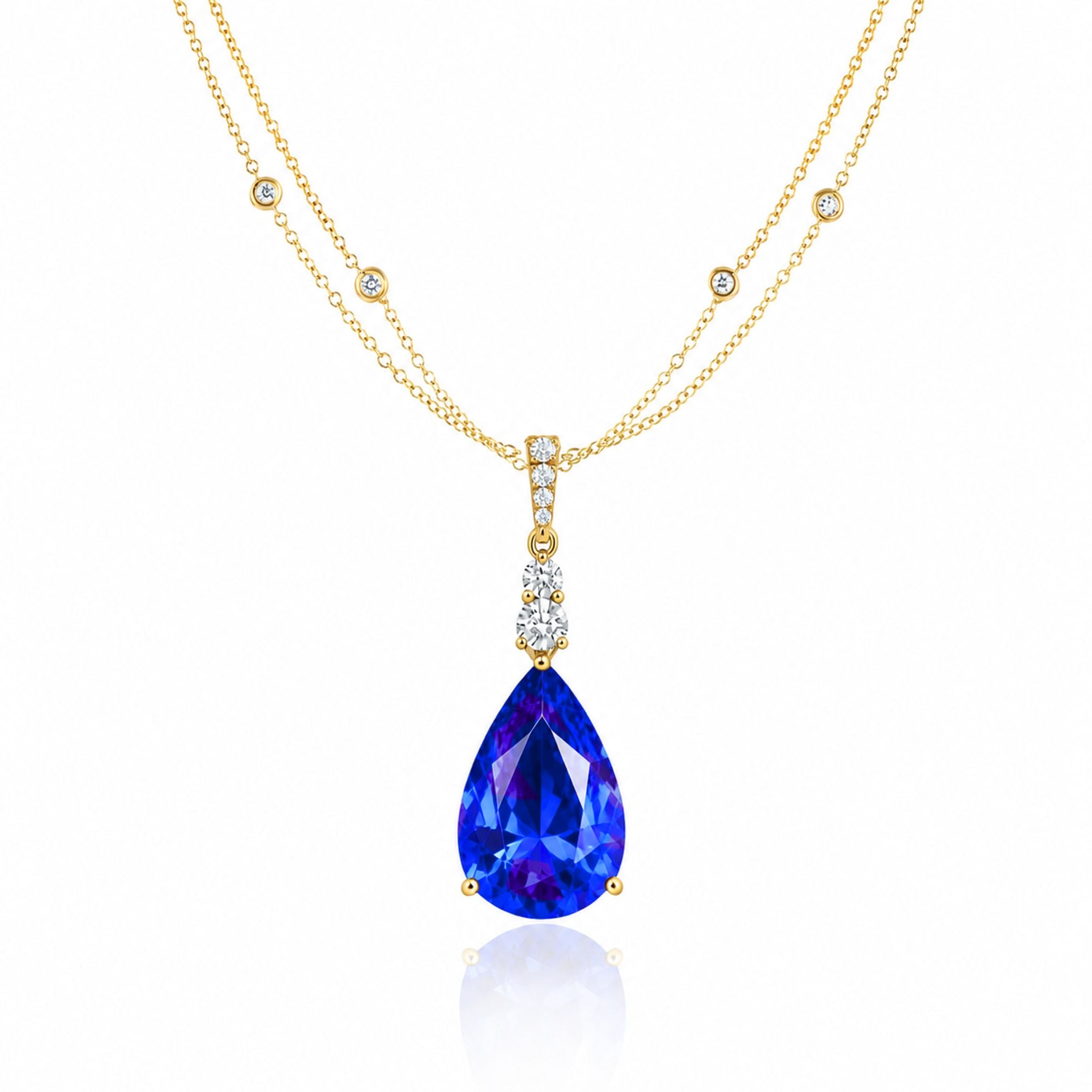 Exceptional Pear Shaped Tanzanite Pendant 10 Carats