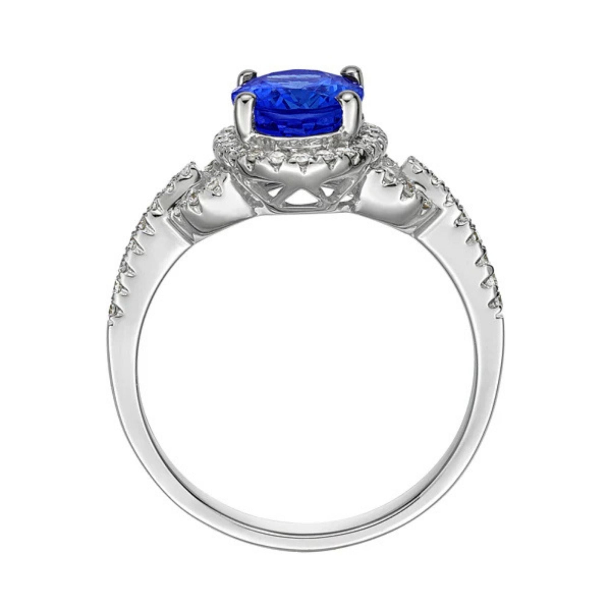 Marquise Cut Tanzanite Ring with Diamond Halo & Band