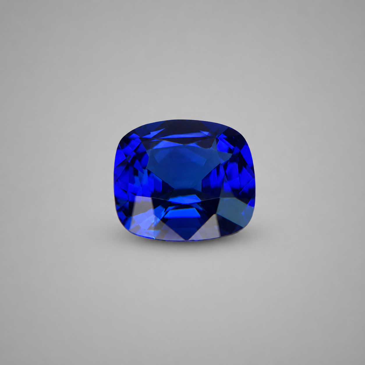 Emerald-cut tanzanite gemstone with vivid royal blue colour