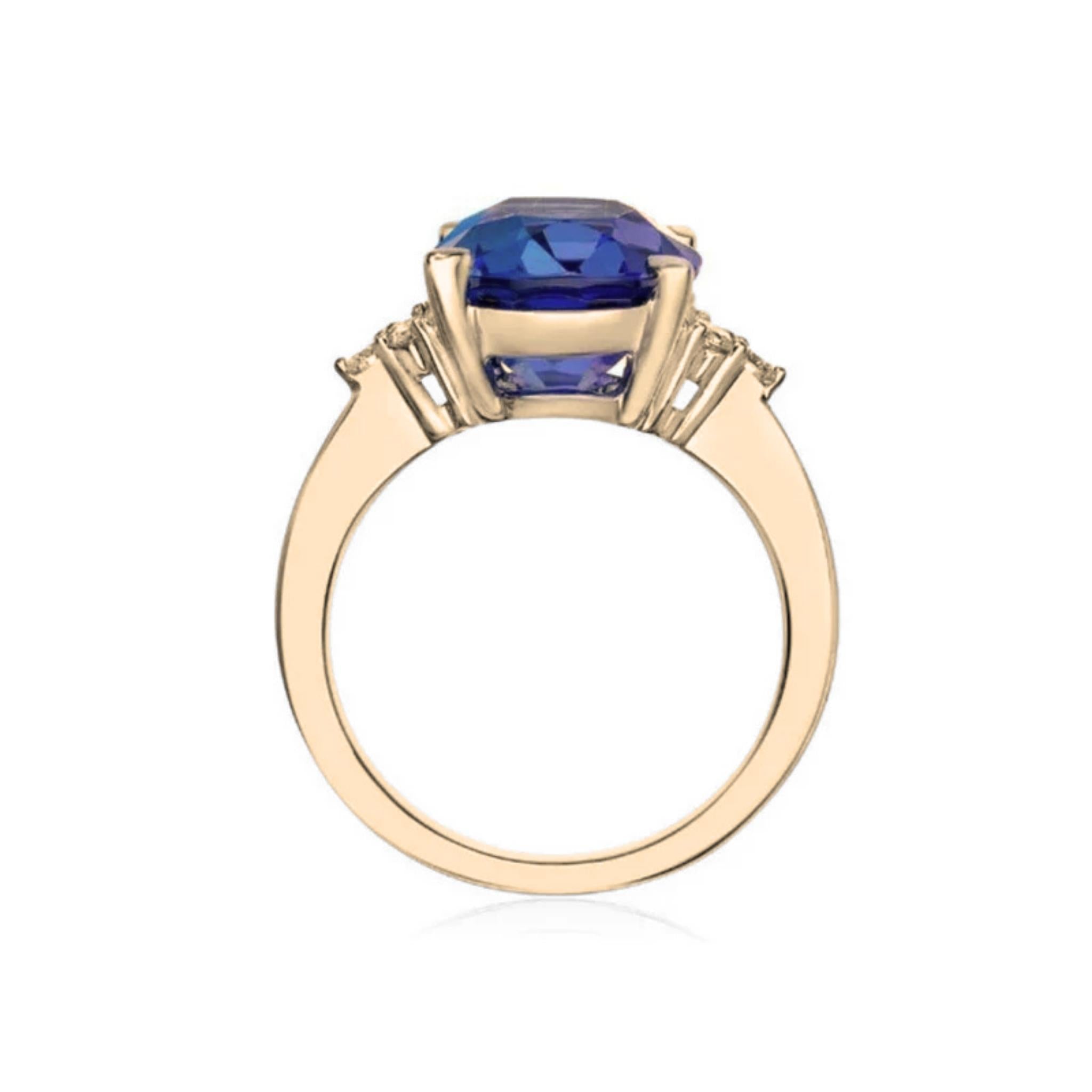 7.22 Ct Tanzanite Diamond Ring Yellow Gold