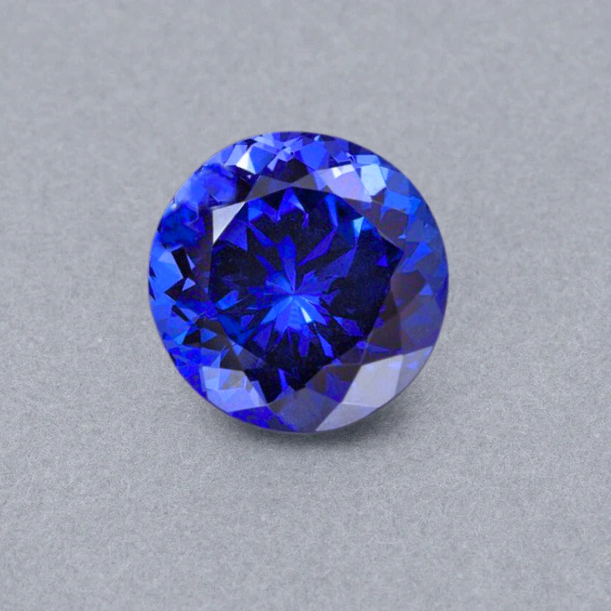 Emerald-cut tanzanite gemstone with vivid royal blue colour