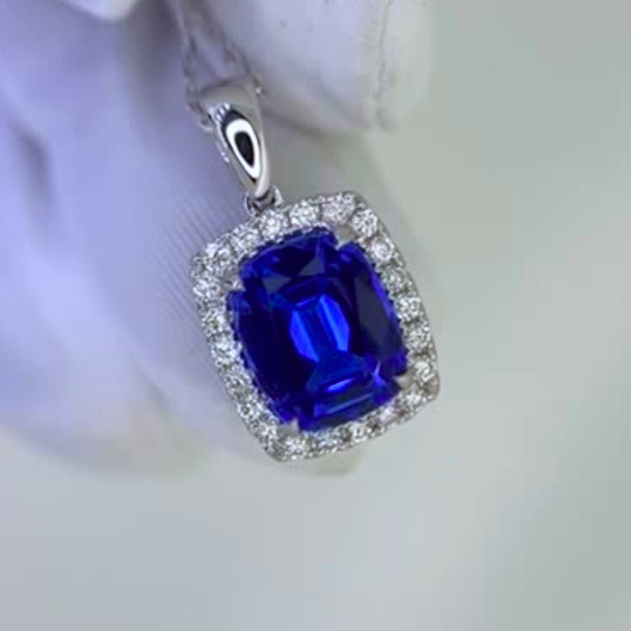 Antique Cushion Cut Tanzanite Pendant with Diamonds.