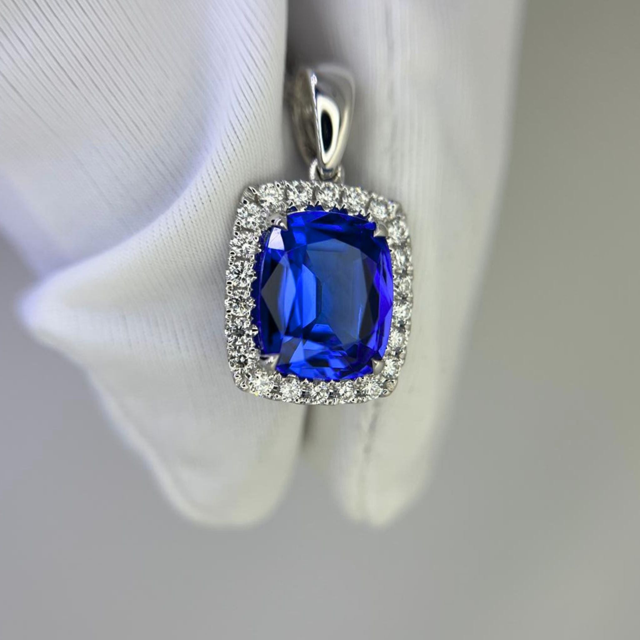 Antique Cushion Cut Tanzanite Pendant with Diamonds.