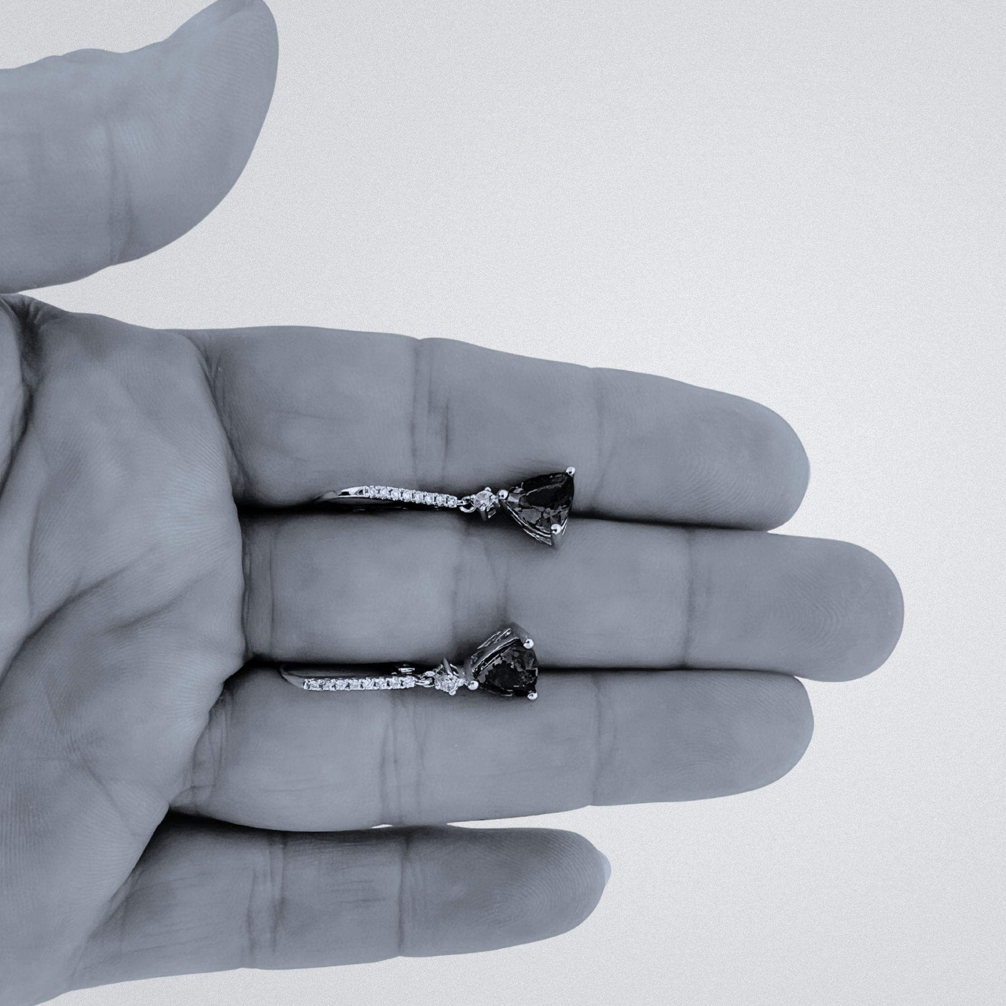 2.46 Ct Tanzanite Trillion Cut  & Diamond Earrings