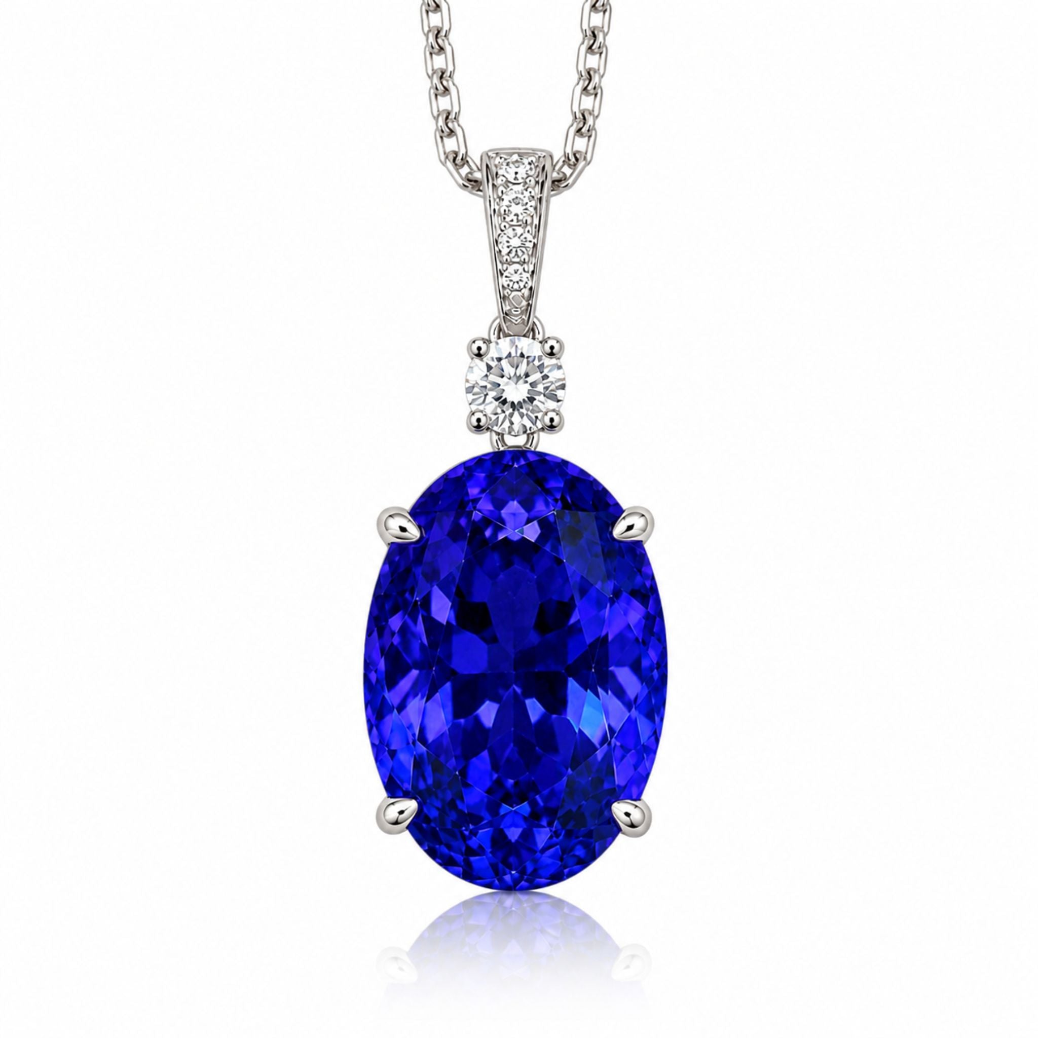 Stunning 7.00 Ct Oval Tanzanite Necklace