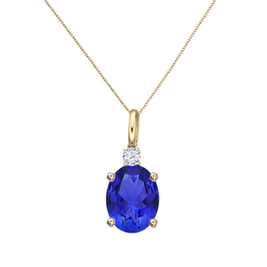 3.20 Ct Deep Blue Oval Tanzanite Necklace