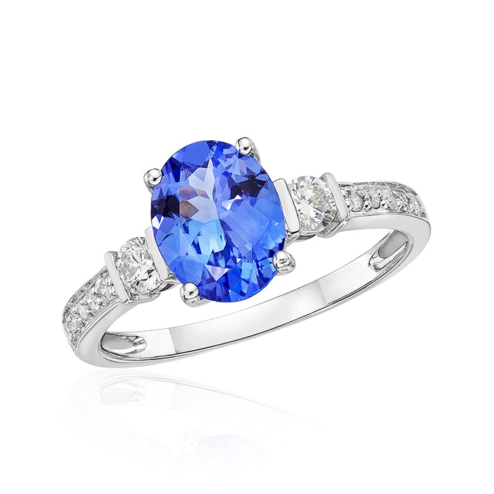 “Evening Sky” Oval Tanzanite & Diamond Ring