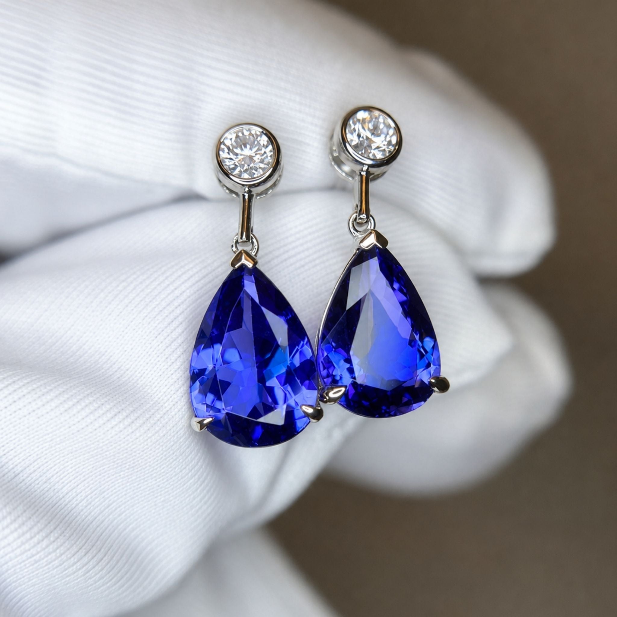 Tiffany Tanzanite & Diamond Drop Earrings (4.5 Carats)