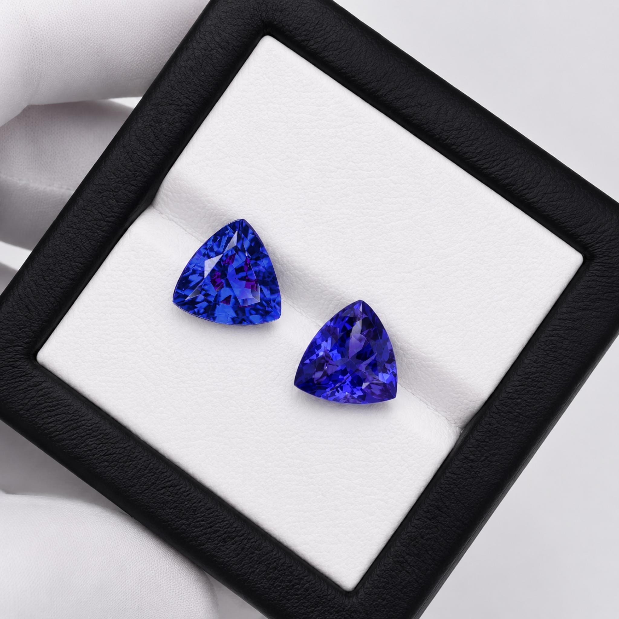Trillion Cut Tanzanite Matching Pair -  9.64 Carats