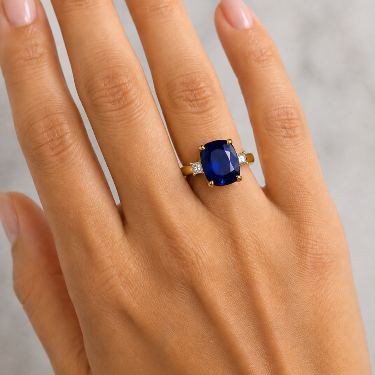 Classic 4.80 Ct Cushion Cut Tanzanite Engagement Ring - Made to Order