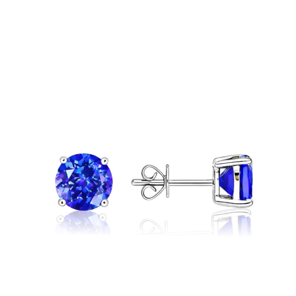 Exceptional 4.60 Carat Tanzanite Stud Earrings in 18K White Gold