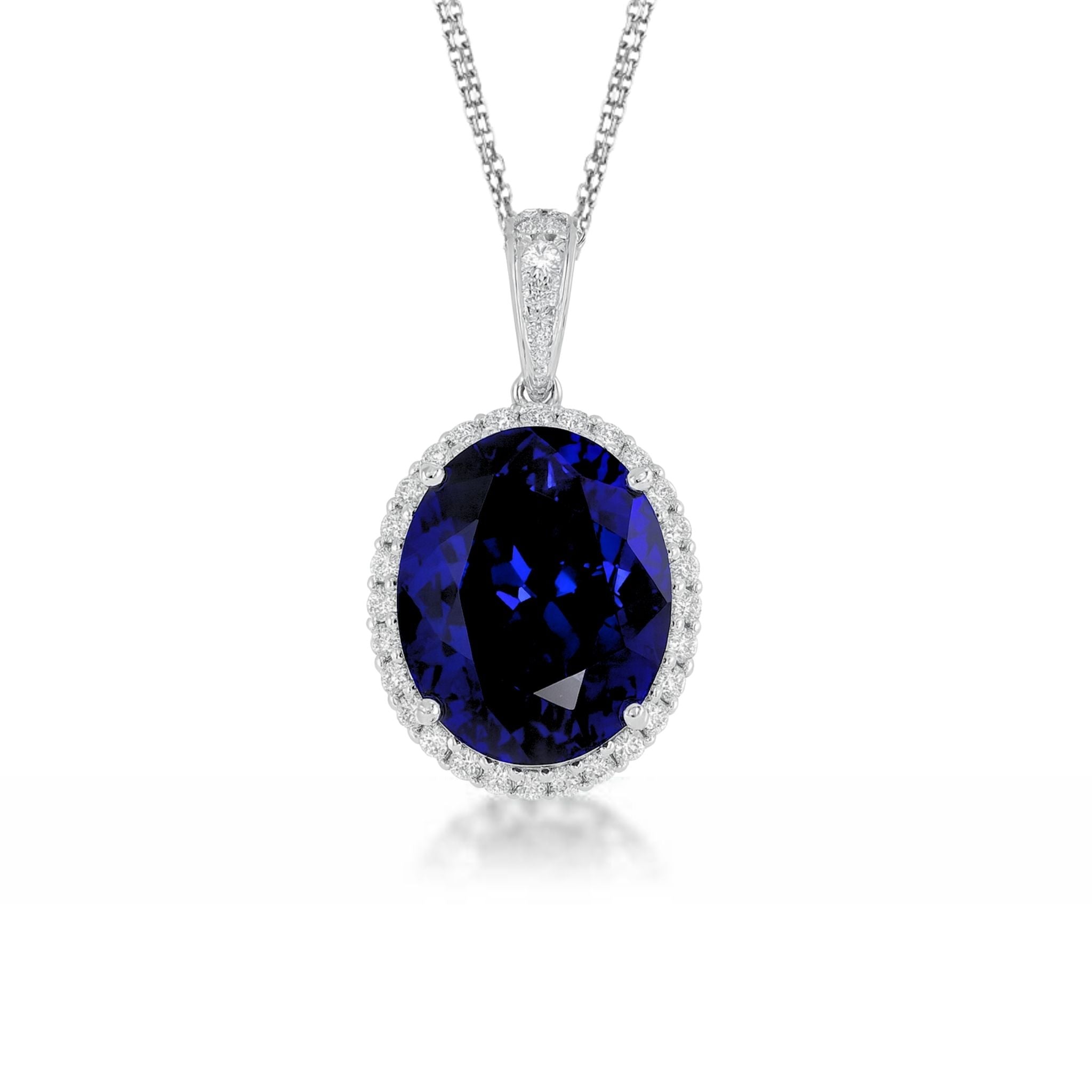 Magnificent 16 Carat Ct Oval Tanzanite Pendant With Diamond Halo